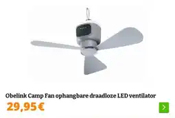 Obelink Obelink Camp Fan ophangbare draadloze LED ventilator aanbieding