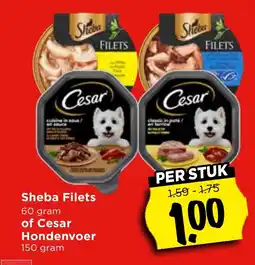 Vomar Voordeelmarkt Sheba Filets of Cesar Hondenvoer aanbieding