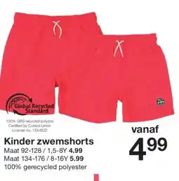 Zeeman Kinder zwemshorts Maat 92-128/1,5-8Y aanbieding