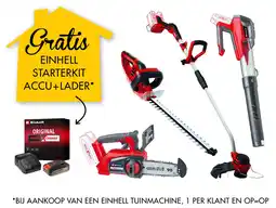 Bouwhof Gratis Einhell Starterkit Accu + Lader bij aankoop van een Einhell Tuinmachine aanbieding