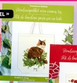 Boekenvoordeel Francien katten canvas tas borduren groen aanbieding