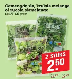 Coop Gemengde sla, krulsla melange of rucola slamelange aanbieding