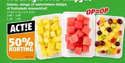 Poiesz Ananas, mango of watermeloen blokjes of fruitsalade ananas/druif aanbieding