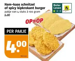 Poiesz Ham-kaas schnitzel of spicy kipkrokant burger aanbieding