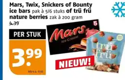 Poiesz Mars, Twix, Snickers of Bounty ice bars of tru fru nature berries aanbieding