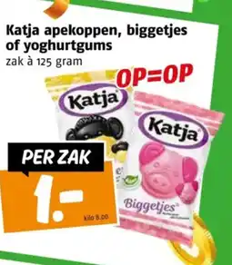 Poiesz Katja apekoppen, biggetjes of yoghurtgums aanbieding