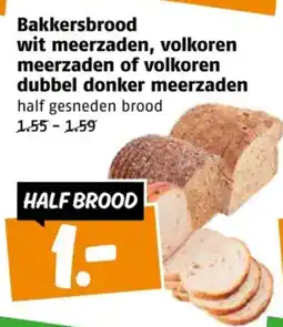 Poiesz Bakkersbrood wit meerzaden, volkoren meerzaden of volkoren dubbel donker meerzaden aanbieding