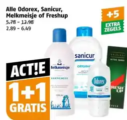 Poiesz Alle Odorex, Sanicur, Melkmeisje of Freshup aanbieding
