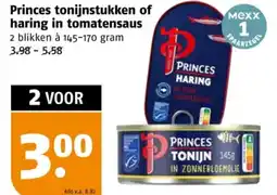 Poiesz Princes tonijnstukken of haring in tomatensaus aanbieding