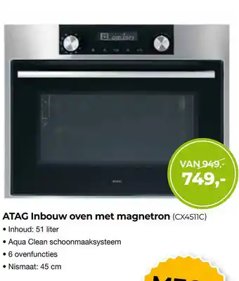 EP ATAG Inbouw oven met magnetron (CX451IC) aanbieding