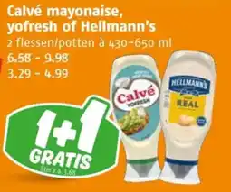 Poiesz Calvé mayonaise, yofresh of Hellmann's aanbieding