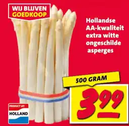 Nettorama Hollandse AA-kwaliteit extra witte ongeschilde asperges aanbieding