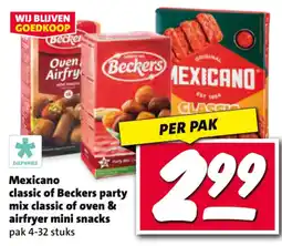 Nettorama Mexicano classic of Beckers party mix classic of oven & airfryer mini snacks aanbieding
