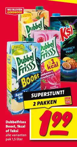 Nettorama Dubbelfrisss Boost, 1kcal of Taksi aanbieding