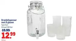 Makro Drankdispenser met 6 glazen aanbieding