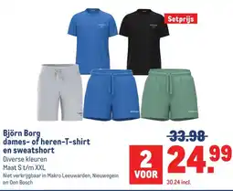 Makro Björn Borg dames- of heren-T-shirt en sweatshort aanbieding