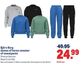 Makro Björn Borg dames of heren sweater of sweatpants aanbieding