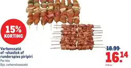 Makro Varkenssaté of-shaslick of runderspies piripiri aanbieding