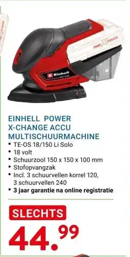 Kluswijs EINHELL POWER X-CHANGE ACCU MULTISCHUURMACHINE aanbieding