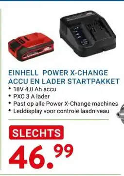 Kluswijs EINHELL POWER X-CHANGE ACCU EN LADER STARTPAKKET aanbieding