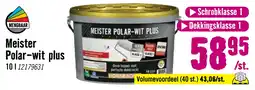 Hornbach HORNBACH Muurverf Meister Polar plus conserveringsmiddelvrij en spatvrij wit 10 l aanbieding