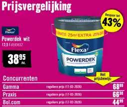 Hornbach FLEXA Powerdek muren & plafonds wit 10 l + 25% aanbieding