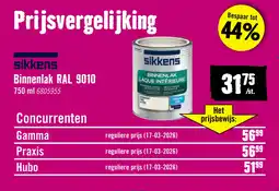 Hornbach SIKKENS Binnenlak zijdeglans RAL 9010 wit 750 ml aanbieding