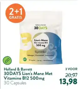 Holland & Barrett Holland & Barrett 30 Days Lion's Mane Met Vitamine B12 500mg aanbieding
