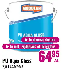 Hornbach MODULAN 6200 PU Aqua Gloss hoogglans lak zuiver wit RAL 9010 2,5 l aanbieding