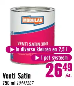Hornbach MODULAN 6120 Venti Satin 3-in-1 zijdeglans lak zuiver wit RAL 9010 750 ml aanbieding