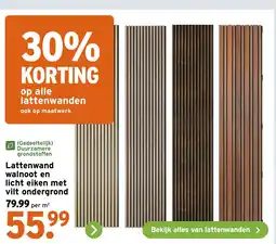 GAMMA Lattenwand walnoot en licht eiken met vilt ondergrond aanbieding