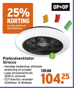 GAMMA Plafondventilator Sirocco aanbieding