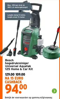 GAMMA Bosch hogedrukreiniger Universal Aquatak 125 Home & Car Kit aanbieding