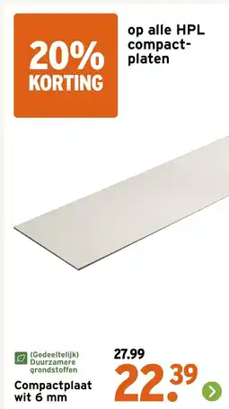 GAMMA Compactplaat wit 6 mm aanbieding