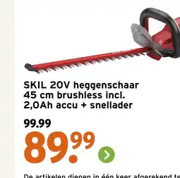GAMMA SKIL 20V heggenschaar 45 cm brushless incl. 2,0Ah accu + snellader aanbieding