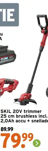 GAMMA Skil 20v trimmer 25 cm brushless incl. 2,0ah accu + snellader aanbieding
