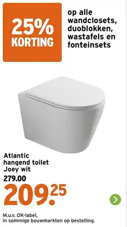GAMMA Atlantic hangend toilet Joey wit aanbieding