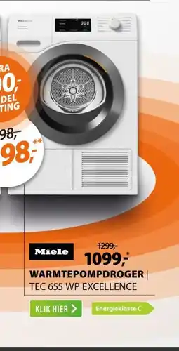 Expert Miele TEC 655 WP Excellence EcoSpeed & Wash2Dry aanbieding