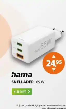 Expert Hama Fast Charger 2x USB-C PD 1x USB-A QC Mini-Charger 65 W Wit aanbieding