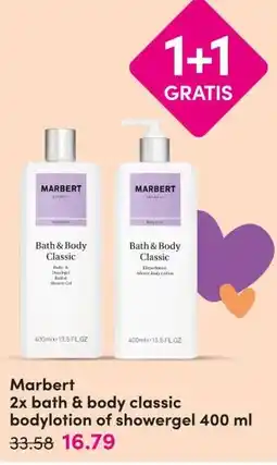 DA Marbert 2x bath & body classic bodylotion of showergel aanbieding