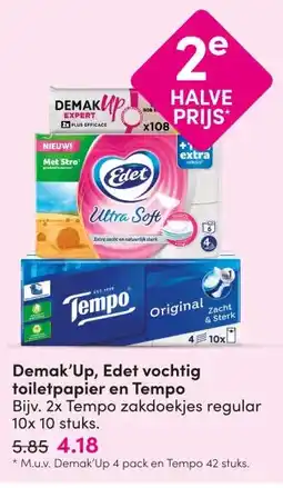 DA Demak'Up, Edet vochtig toiletpapier en Tempo aanbieding