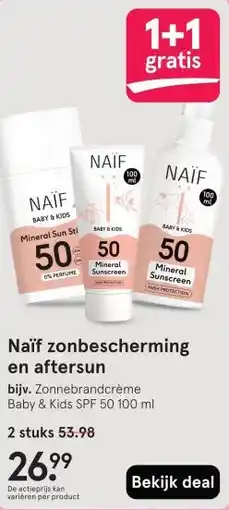 Etos Naif zonbescherming en aftersun aanbieding