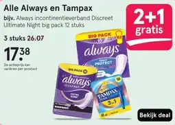 Etos Alle Always en Tampax aanbieding