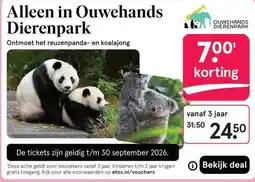 Etos Alleen in Ouwehands Dierenpark aanbieding