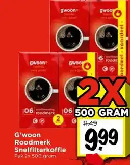 Vomar Voordeelmarkt G'woon Roodmerk Snelfilterkoffie aanbieding