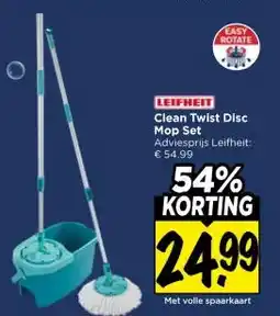 Vomar Voordeelmarkt LEIFHEIT Clean Twist Disc Mop Set aanbieding