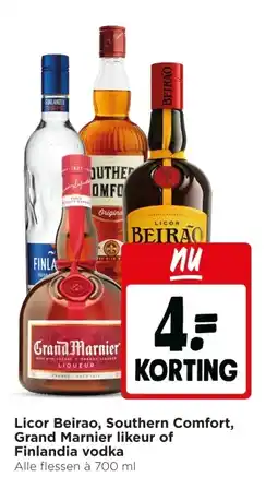 Jumbo Licor Beirao, Southern Comfort, Grand Marnier likeur of Finlandia vodka aanbieding