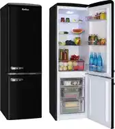 Bol.com Amica Retro Koel-Vriescombinatie AR8242N - Zwart Hoogglans - E label aanbieding
