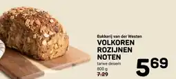Ekoplaza Bakkerij van der Westen VOLKOREN ROZIJNEN NOTEN aanbieding