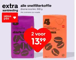 HEMA Alle snelfilterkoffie aanbieding